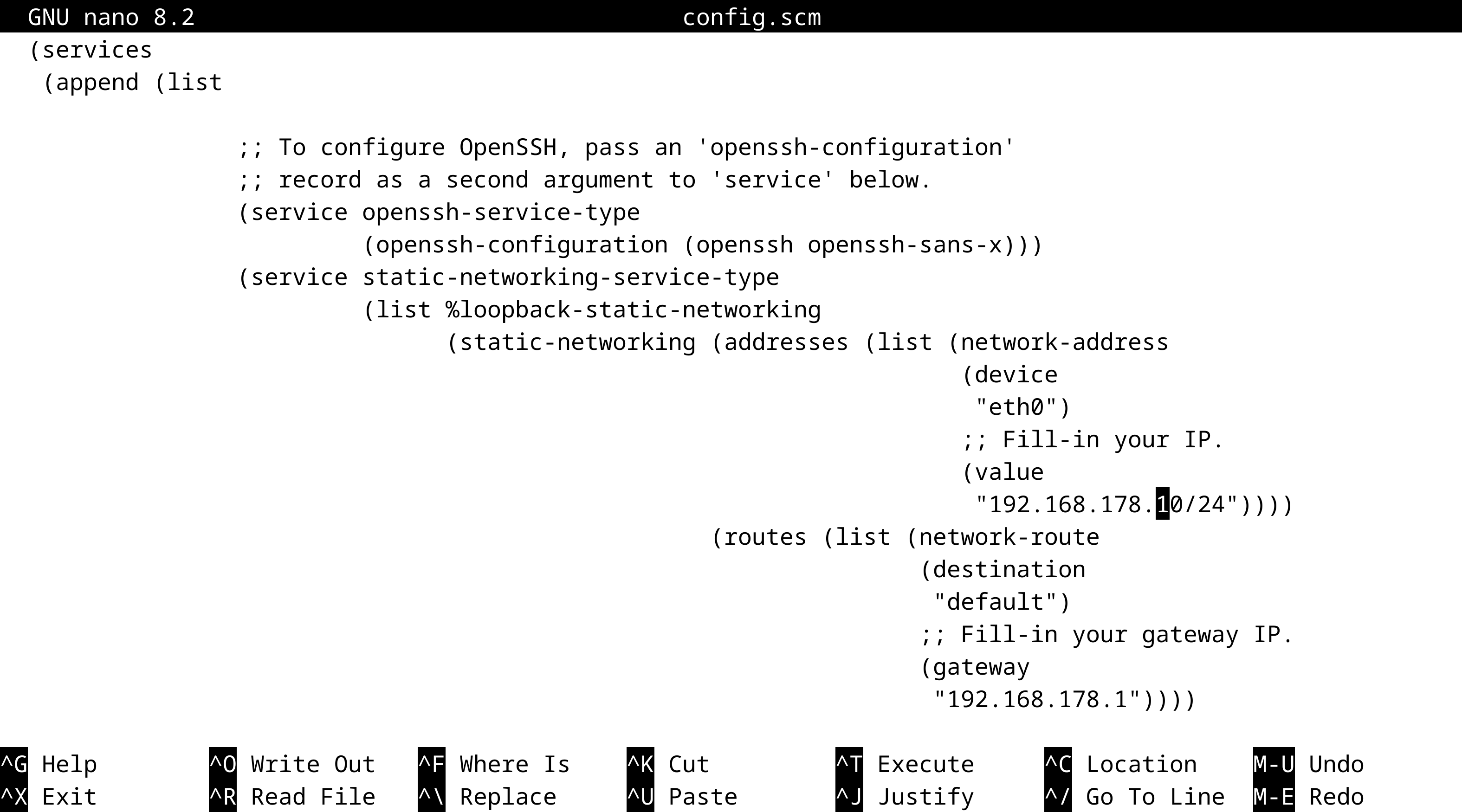 Installer Edit static networking