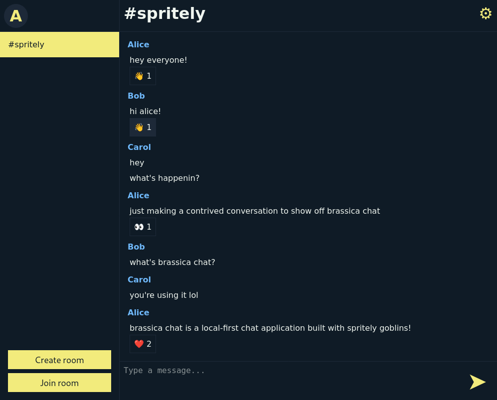 Screenshot of a chat application where Alice, Bob, and Carol are talking