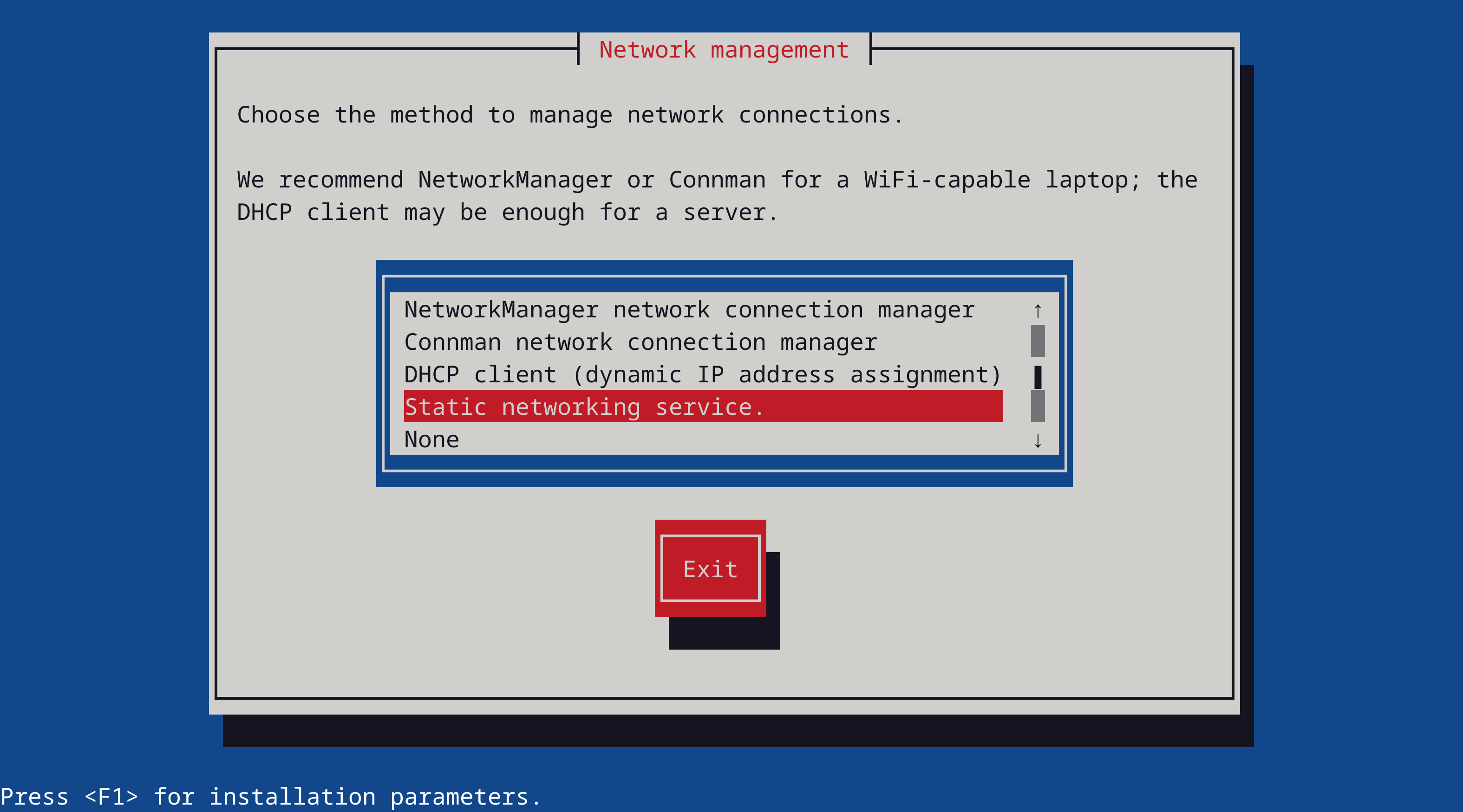 Installer Network management page