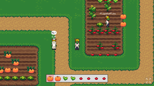 Screenshot of 3 Goblinville players online, user “djm” is saying“hi!”