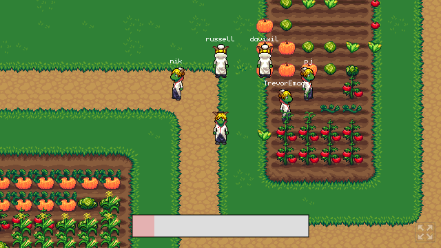 Screenshot of six Goblinville players on screen at once